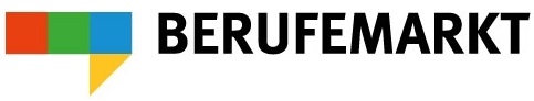 Logo des Berufemarktes: Schriftzug "Berufemarkt" und ein grafisches Element